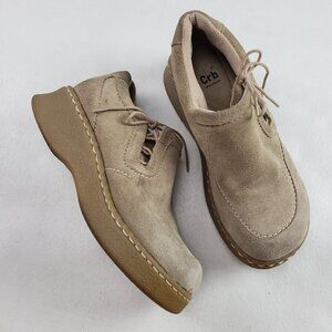 Vintage Y2k 90s Chunky Platform Shoe Womens 6.5 Tan Suede Baby Doll CRB Joelle